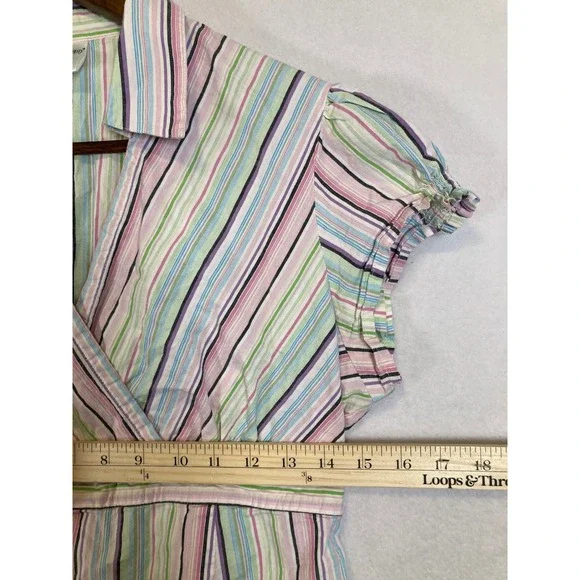 Pastel Preppy Motherhood Maternity Women Large Multi Color Striped Wrap Top - Picture 6 of 9